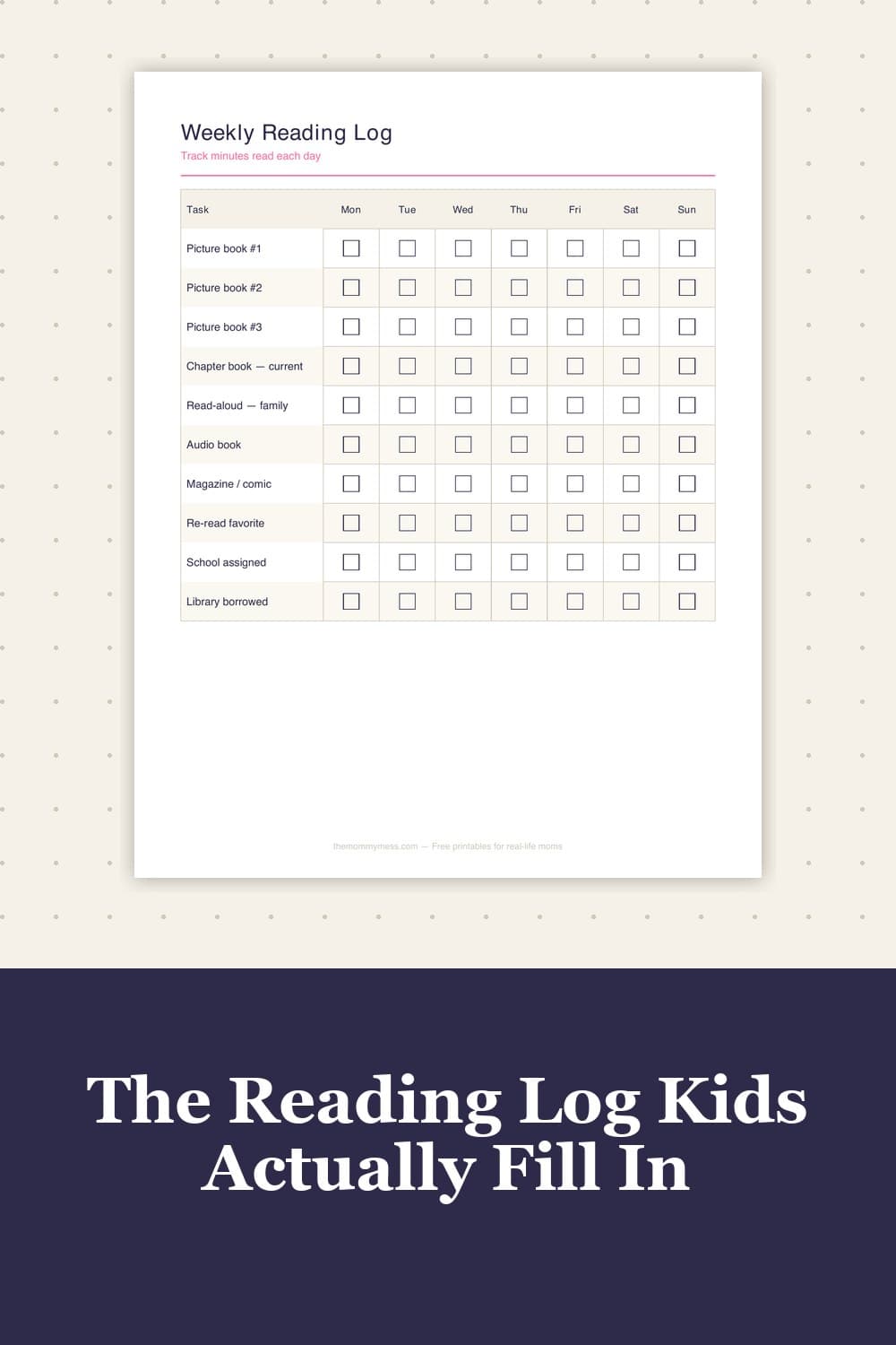 Free Printable Reading Log (Daily, Weekly, 100-Books Challenge + Series Tracker) — mockup of the printable